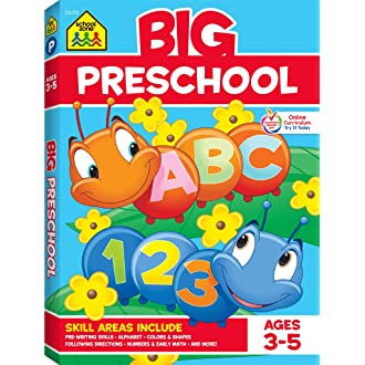 School Zone - Big Preschool Workbook - Ages 3 to 5, Colors, Shapes, Numbers 1-10, Early Math, Alphabet, Pre-Writing…